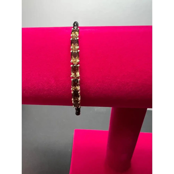 Smoky quartz and black spinel bracelet with sterling clasp - Picture 5 of 11